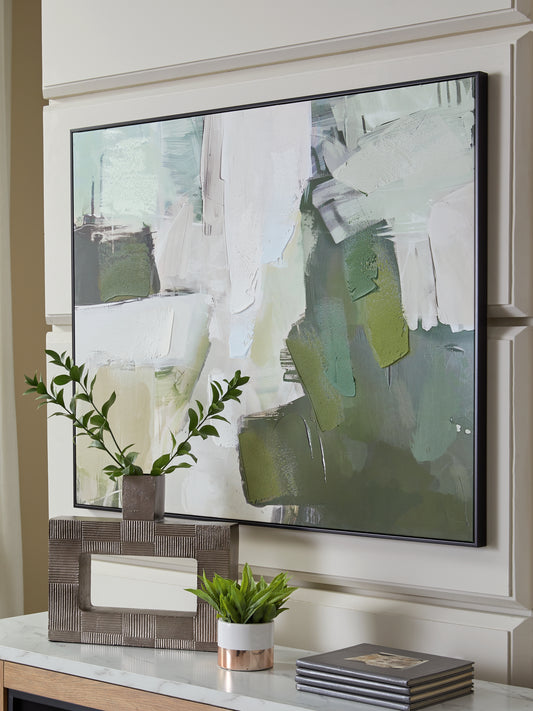 Orange Furniture Outlet - Ashley Furniture - Vinick Wall Decor - Wall Art / Green/Gray/White - A8000459