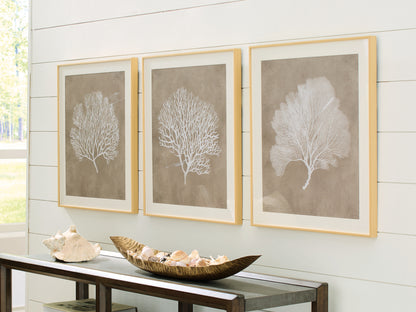 Orange Furniture Outlet - Ashley Furniture - Hendridge Wall Decor - Wall Art Set (3/CN) / Taupe/White - A8000486