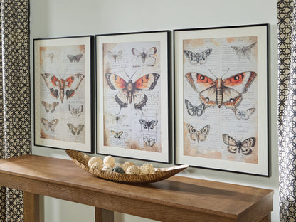 Orange Furniture Outlet - Ashley Furniture - Jossletts Wall Decor - Wall Art Set (3/CN) / Orange/Black/Ivory - A8000490