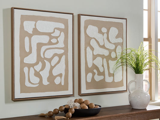 Orange Furniture Outlet - Ashley Furniture - Waldett Wall Decor - Wall Art Set (Set of 2) / Beige/White - A8000503