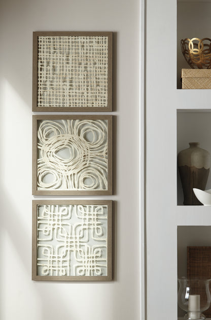 Orange Furniture Outlet - Ashley Furniture - Odella Wall Decor - Wall Decor Set (3/CN) / Cream/Taupe - A8010009