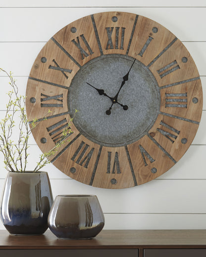 Orange Furniture Outlet - Ashley Furniture - Payson Wall Decor - Wall Clock / Antique Gray/Natural - A8010076
