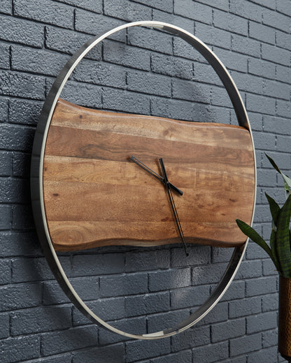 Orange Furniture Outlet - Ashley Furniture - Panchali Wall Decor - Wall Clock / Brown/Silver Finish - A8010198