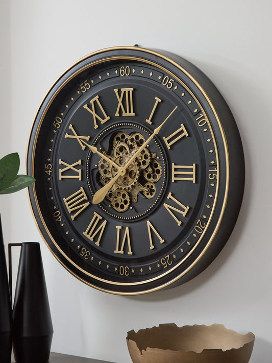 Orange Furniture Outlet - Ashley Furniture - Dairton Wall Decor - Wall Clock / Black/Gold Finish - A8010385