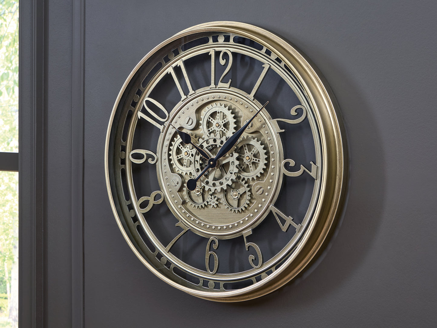 Orange Furniture Outlet - Ashley Furniture - Gilover Wall Decor - Wall Clock / Champagne Finish - A8010386