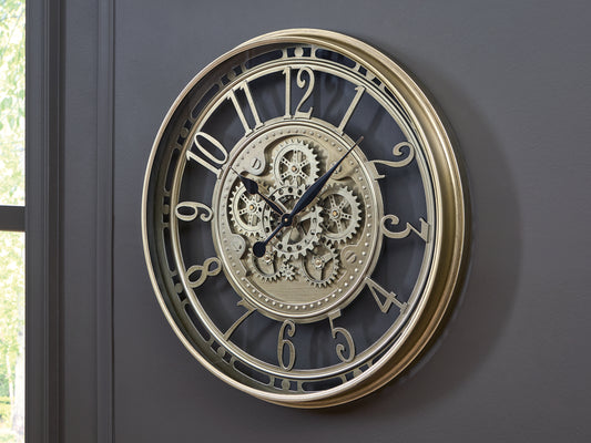 Orange Furniture Outlet - Ashley Furniture - Gilover Wall Decor - Wall Clock / Champagne Finish - A8010386
