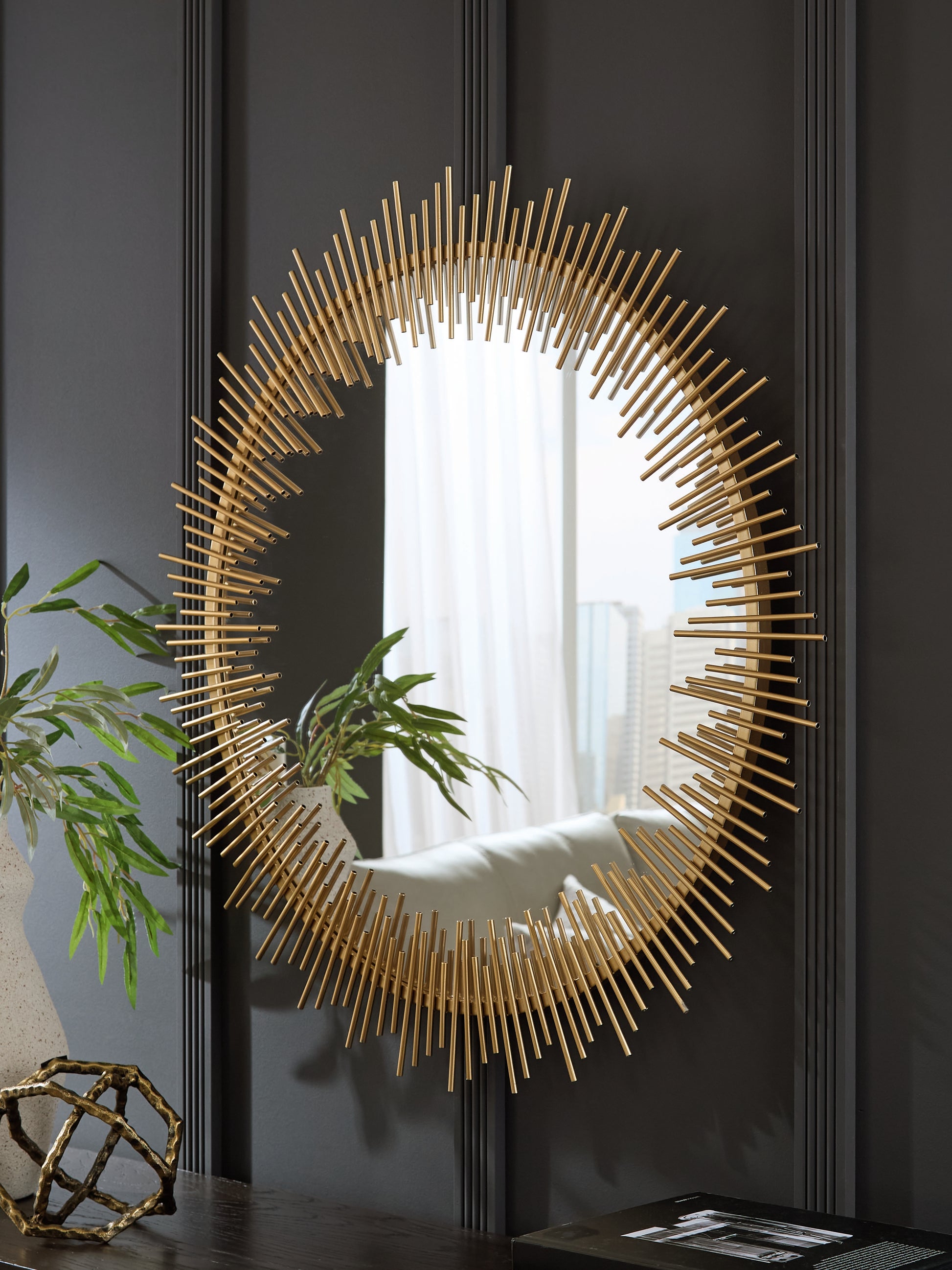 Orange Furniture Outlet - Ashley Furniture - Wainport Mirror - Accent Mirror / Gold Finish - A8010405