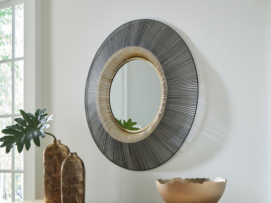 Orange Furniture Outlet - Ashley Furniture - Dallmen Mirror - Accent Mirror / Black/Gold Finish - A8010407