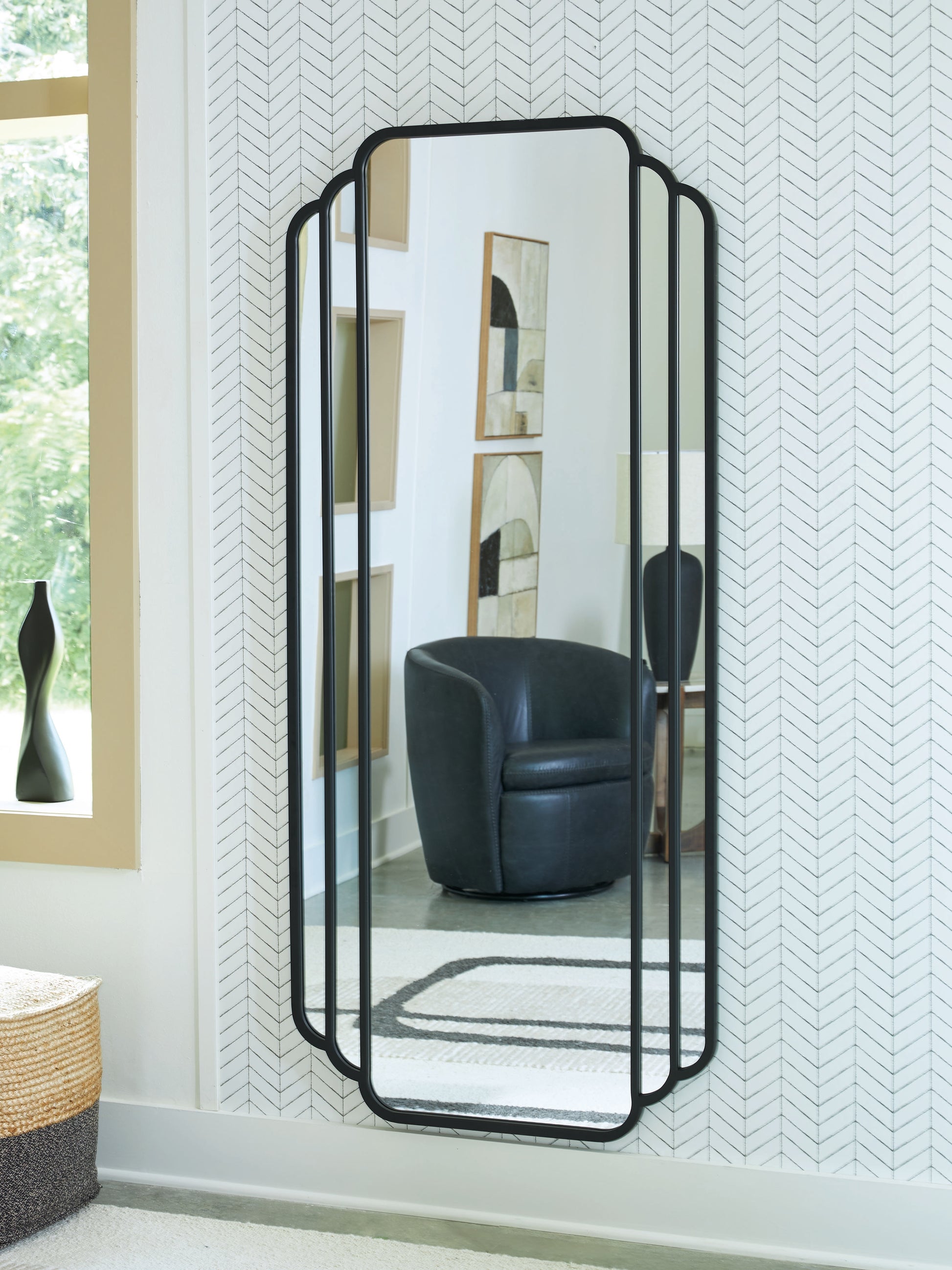 Orange Furniture Outlet - Ashley Furniture - Antigone Mirror - Floor Mirror / Black - A8010434