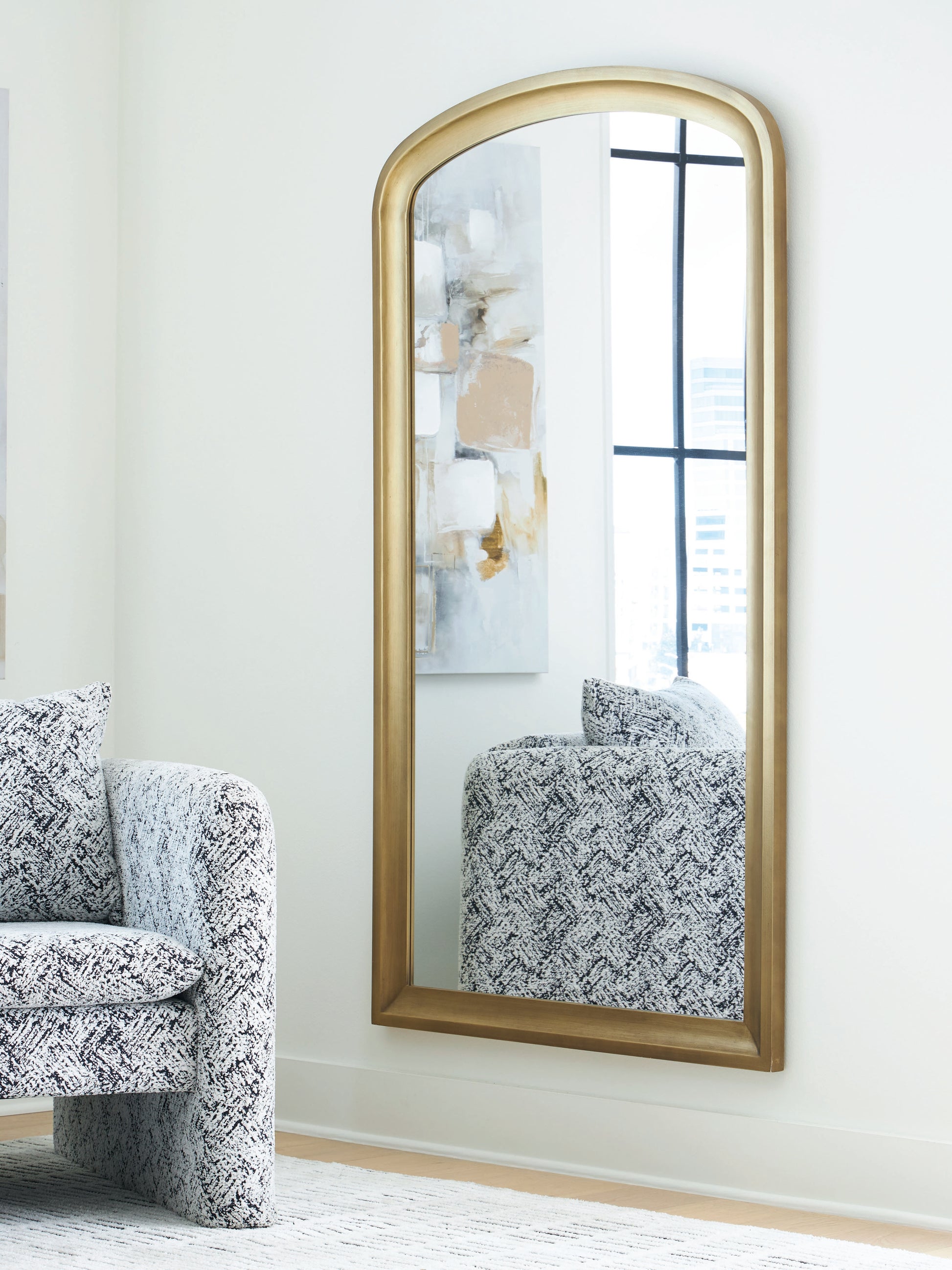 Orange Furniture Outlet - Ashley Furniture - Fintan Mirror - Floor Mirror / Gold Finish - A8010436