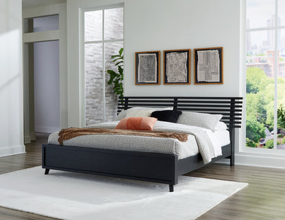 Orange Furniture Outlet - Ashley Furniture - Danziar Bedroom - King Slat Panel Bed / Black - B1013B9
