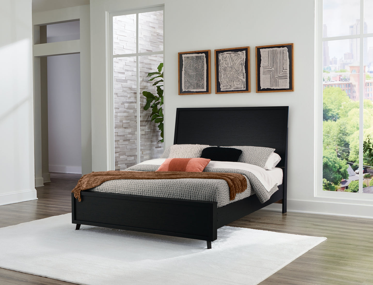 Orange Furniture Outlet - Ashley Furniture - Danziar Bedroom - Queen Panel Bed / Black - B1013B2
