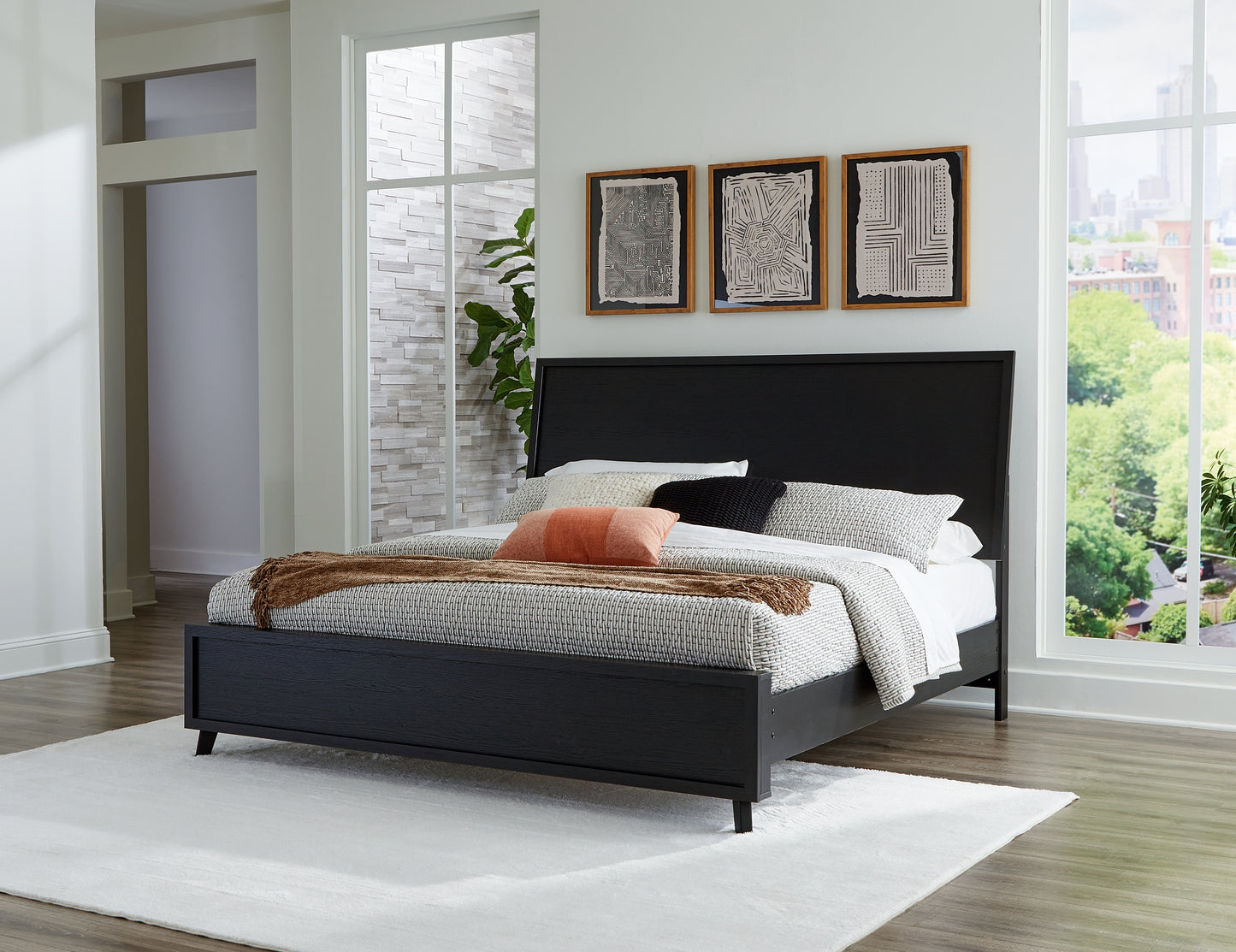 Orange Furniture Outlet - Ashley Furniture - Danziar Bedroom - Full Slat Panel Bed / Black - B1013B19