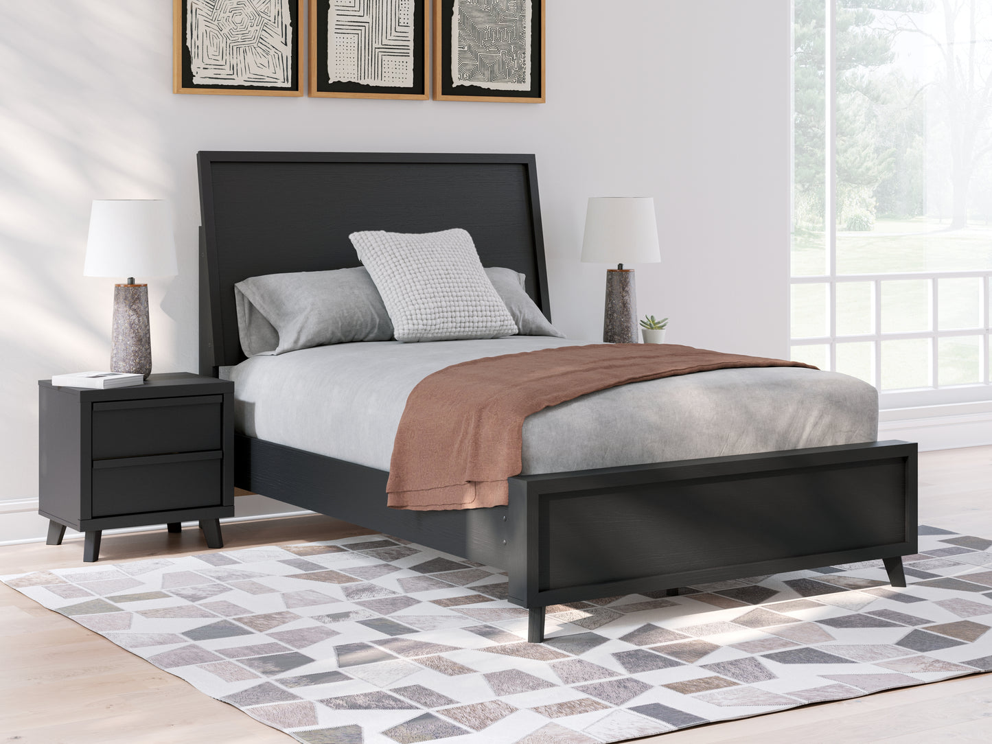 Orange Furniture Outlet - Ashley Furniture - Danziar Bedroom - Full Panel Bed / Black - B1013B20