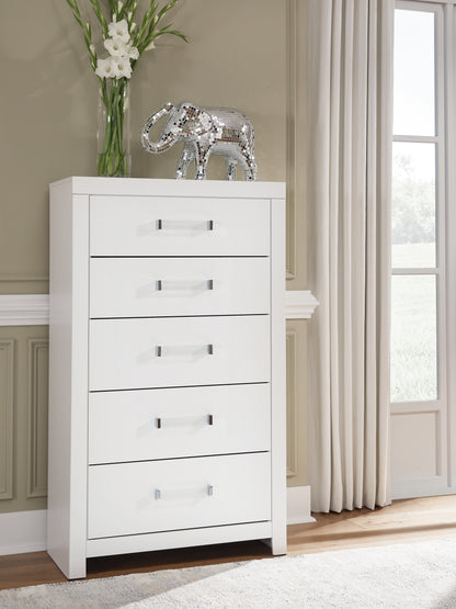 Orange Furniture Outlet - Ashley Furniture - Maeling Bedroom - Five Drawer Chest / White - PCB1119-46