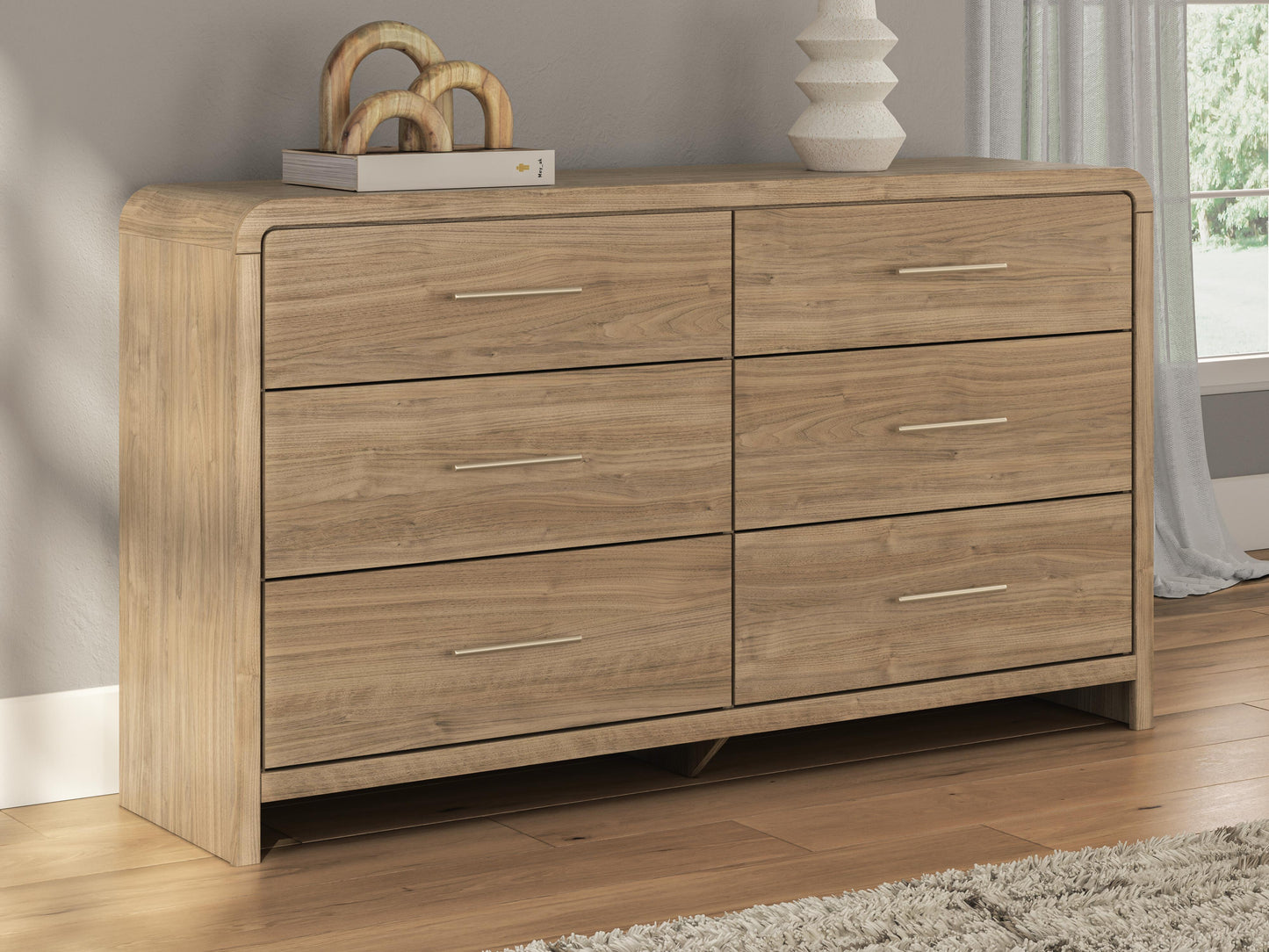 Orange Furniture Outlet - Ashley Furniture - Gramburg Bedroom - Six Drawer Dresser / Warm Natural Brown - PCB1121-31
