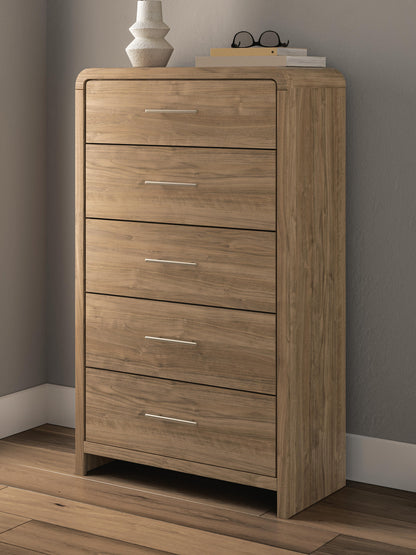 Orange Furniture Outlet - Ashley Furniture - Gramburg Bedroom - Five Drawer Chest / Warm Natural Brown - PCB1121-46