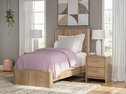 Orange Furniture Outlet - Ashley Furniture - Gramburg Bedroom - Twin Panel Platform Bed / Warm Natural Brown - PCB1121B8