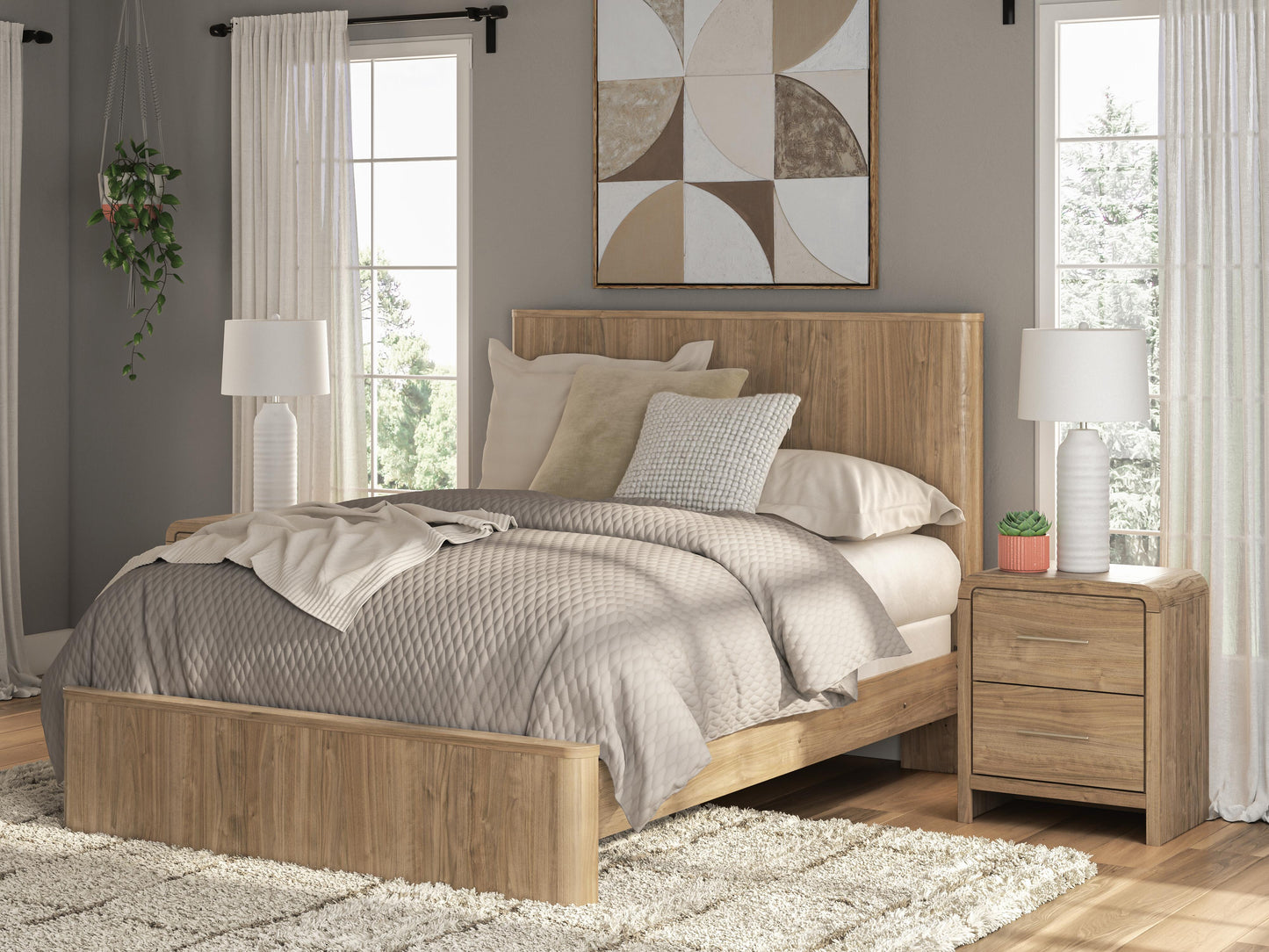 Orange Furniture Outlet - Ashley Furniture - Gramburg Bedroom - Queen Panel Bed / Warm Natural Brown - PCB1121B4