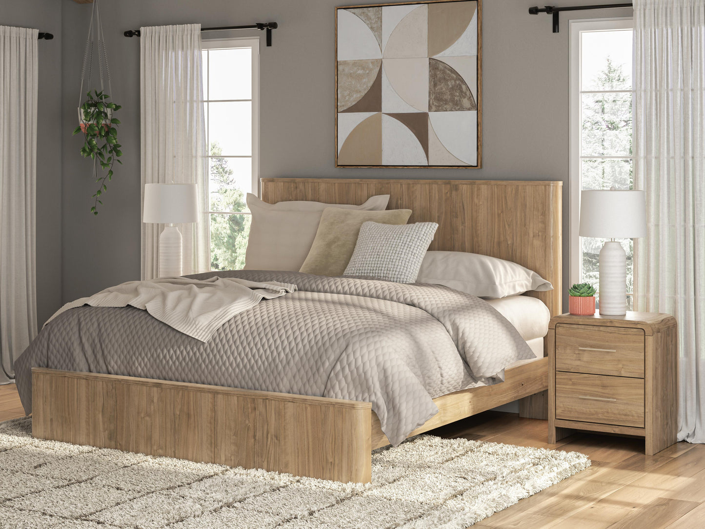 Orange Furniture Outlet - Ashley Furniture - Gramburg Bedroom - King Panel Bed / Warm Natural Brown - PCB1121B16