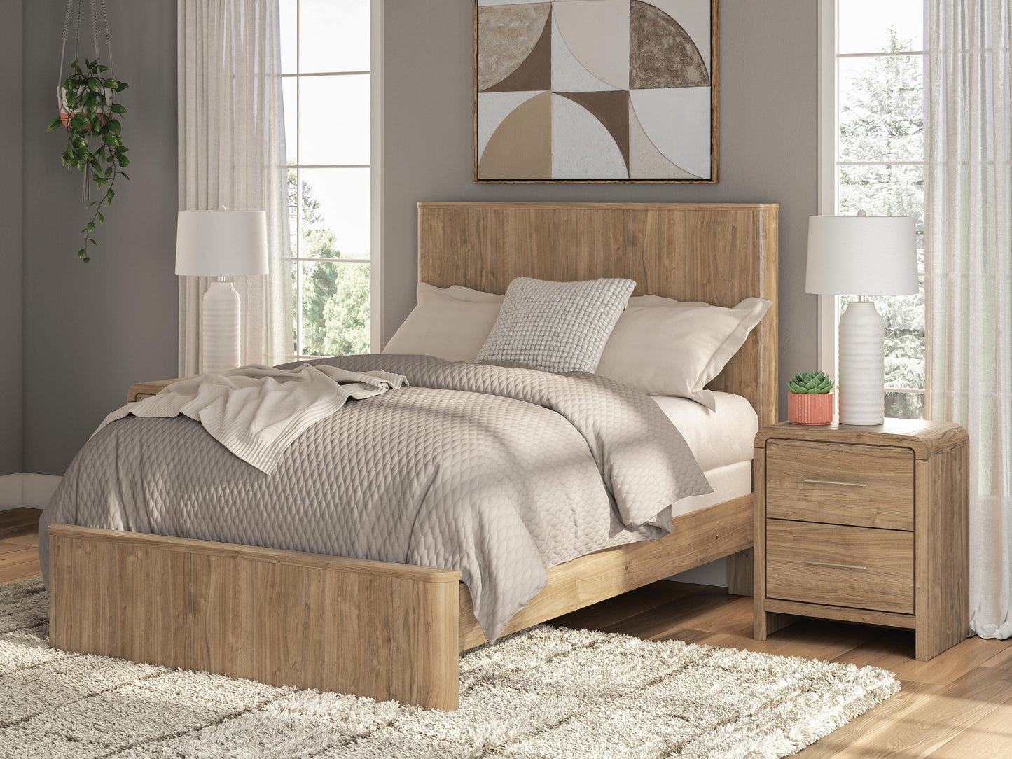 Orange Furniture Outlet - Ashley Furniture - Gramburg Bedroom - Full Panel Bed / Warm Natural Brown - PCB1121B3