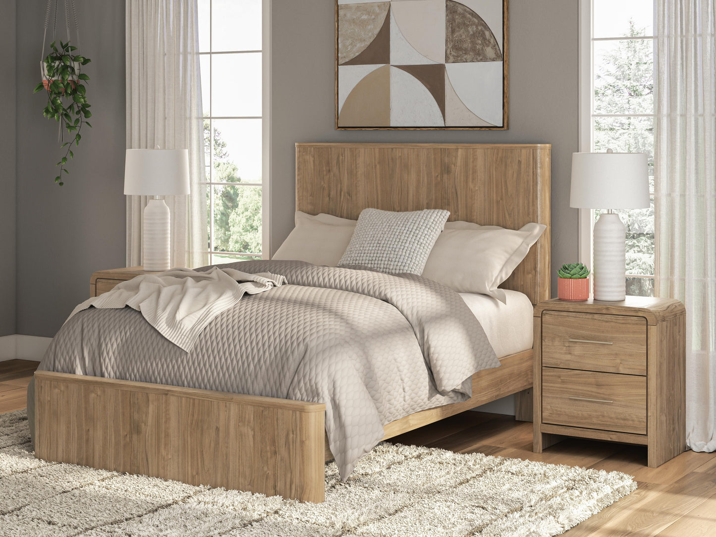 Orange Furniture Outlet - Ashley Furniture - Gramburg Bedroom - Full Panel Platform Bed / Warm Natural Brown - PCB1121B9