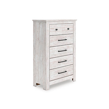 Orange Furniture Outlet - Ashley Furniture - Makidern Bedroom - Five Drawer Chest / Whitewash - PCB1171-46