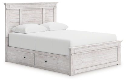 Orange Furniture Outlet - Ashley Furniture - Makidern Bedroom - Queen Panel Storage Bed / Whitewash - PCB1171B7