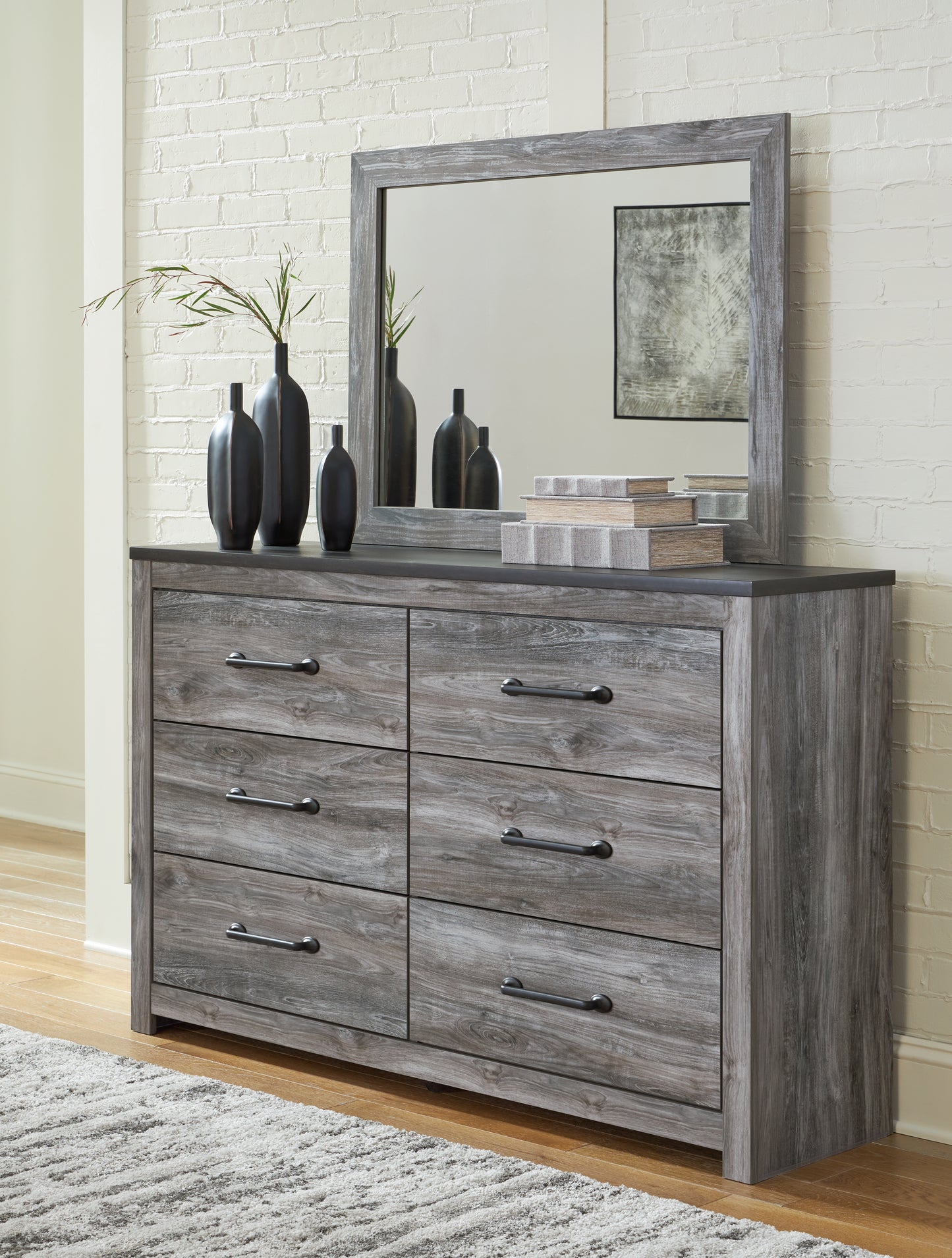 Orange Furniture Outlet - Ashley Furniture - Bronyan Bedroom - Dresser and Mirror / Dark Gray - B1290B1