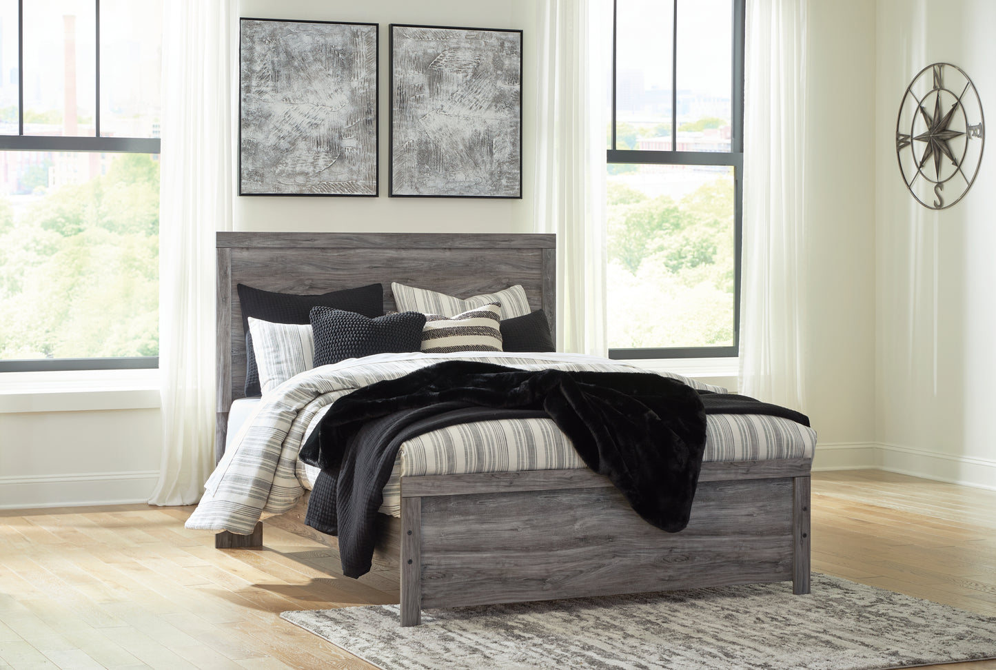 Orange Furniture Outlet - Ashley Furniture - Bronyan Bedroom - Queen Panel Bed / Dark Gray - B1290B2