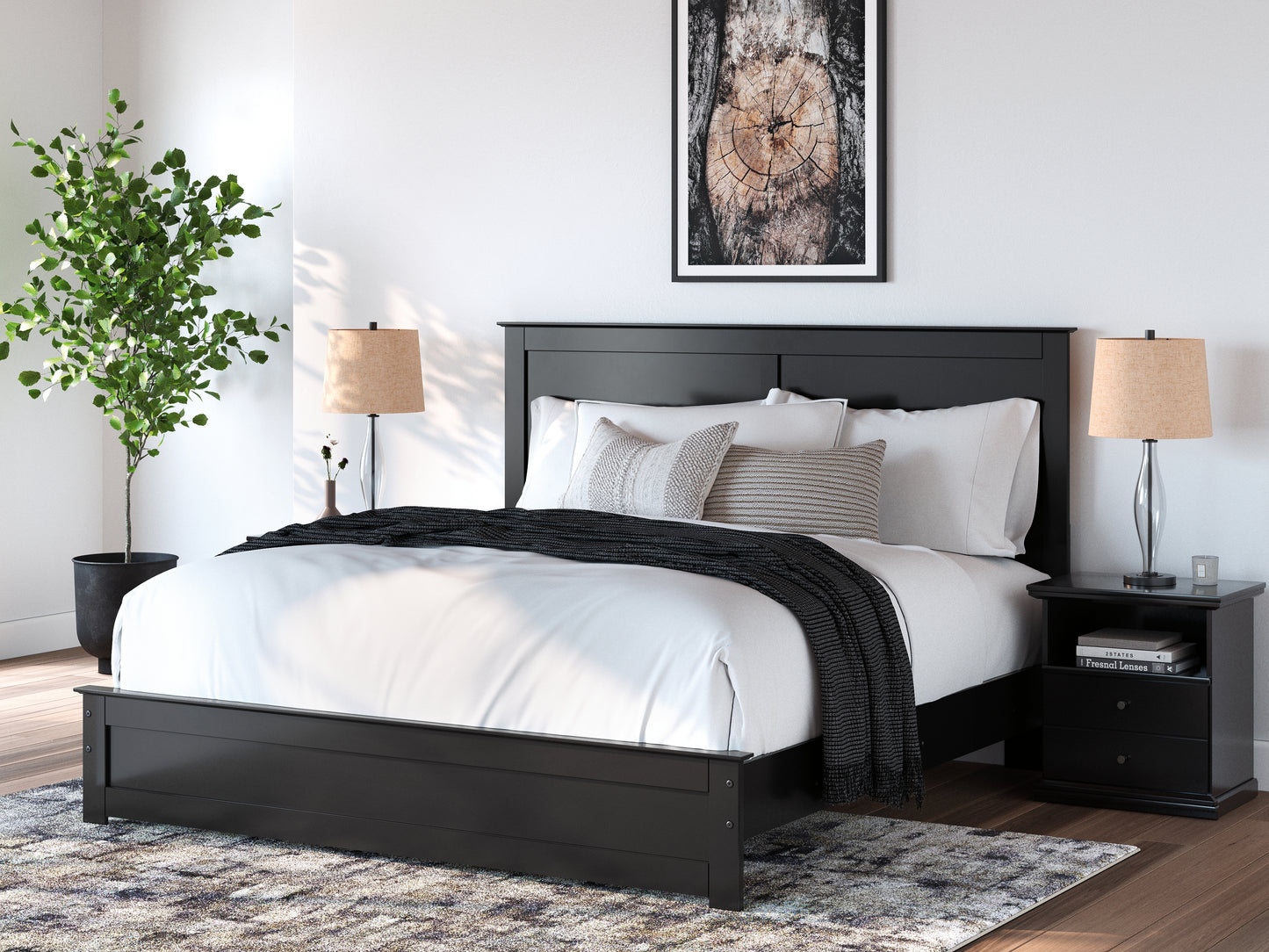 Orange Furniture Outlet - Ashley Furniture - Maribel Bedroom - King Panel Bed / Black - B138B57