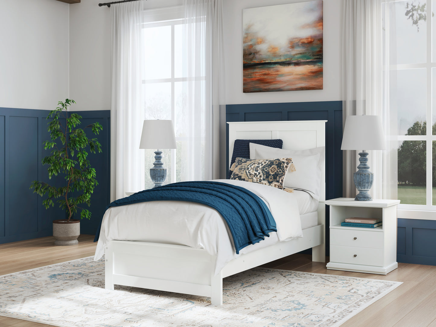 Orange Furniture Outlet - Ashley Furniture - Bostwick Shoals Bedroom - Twin Panel Bed / White - B139B41