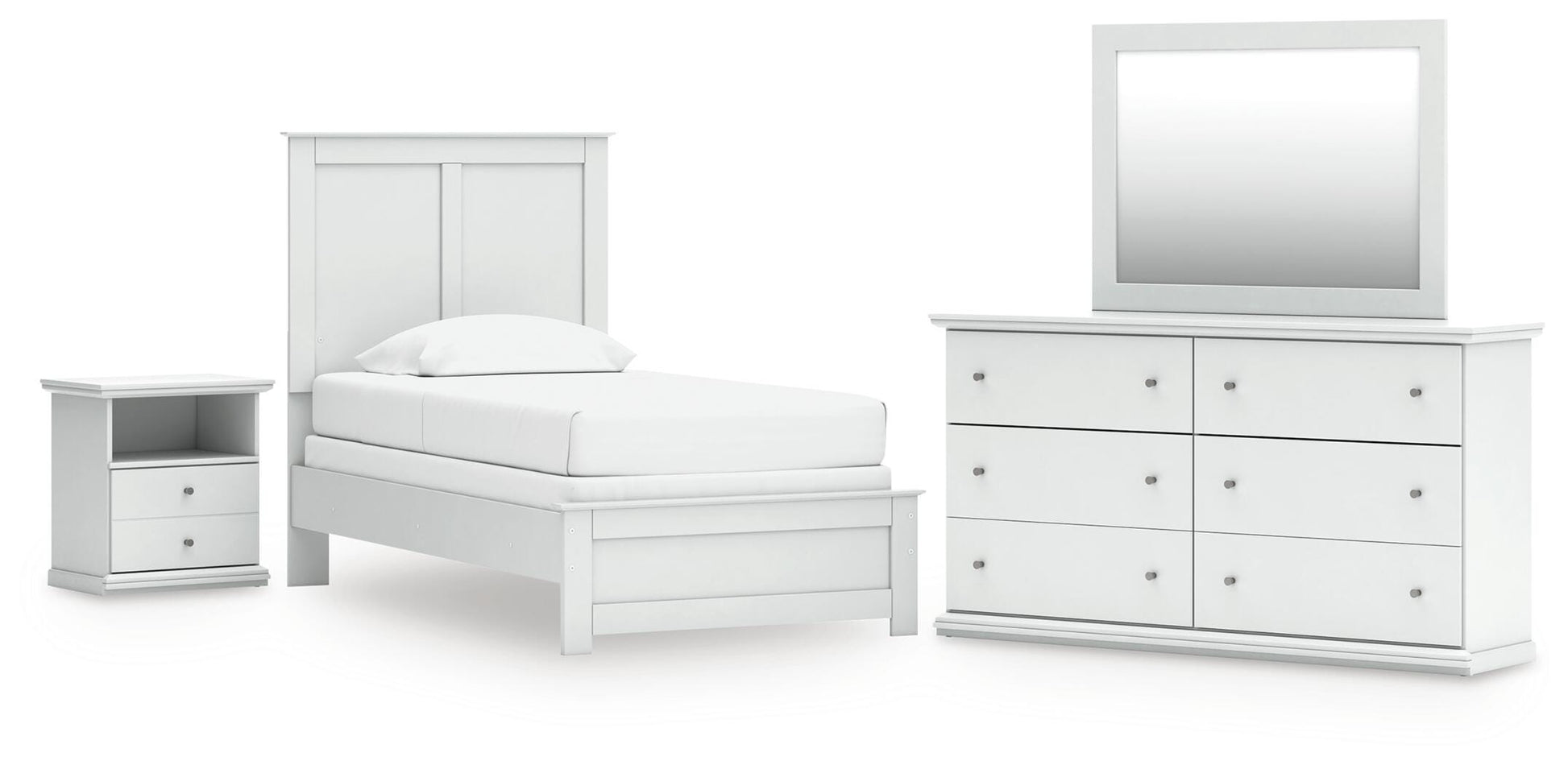 Orange Furniture Outlet - Ashley Furniture - Bostwick Shoals Twin Panel Bed, Dresser, Mirror and Nightstand - Twin Panel Bed, Dresser, Mirror and Nightstand - B139B60