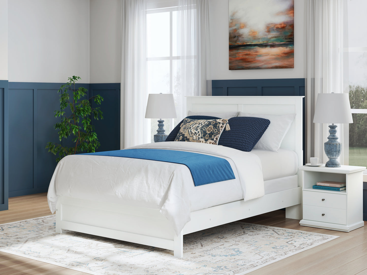 Orange Furniture Outlet - Ashley Furniture - Bostwick Shoals Bedroom - Queen Panel Bed / White - B139B43