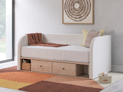 Orange Furniture Outlet - Ashley Furniture - Arloster Bedroom - Full Upholstered Day Bed with Storage / Tan/White - PCB1566B11