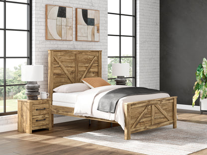 Orange Furniture Outlet - Ashley Furniture - Maystonna Bedroom - Queen Crossbuck Panel Bed / Brown - PCB1580B2