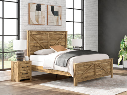 Orange Furniture Outlet - Ashley Furniture - Maystonna Bedroom - King Crossbuck Panel Bed / Brown - PCB1580B6