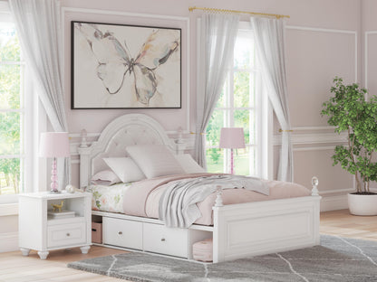 Orange Furniture Outlet - Ashley Furniture - Kozlani Bedroom - Full Upholstered Panel Bed with Storage / White - PCB1819B18