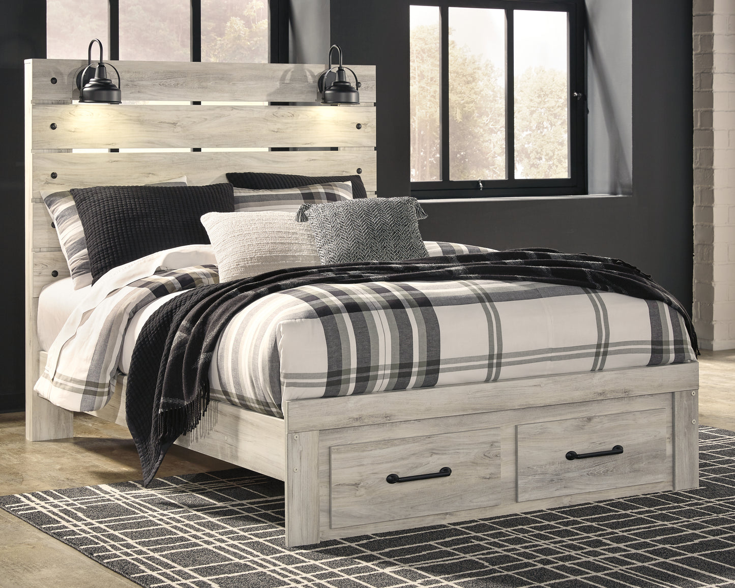 Orange Furniture Outlet - Ashley Furniture - Cambeck Bedroom - Queen Panel Bed with 2 Storage Drawers / Whitewash - B192B8