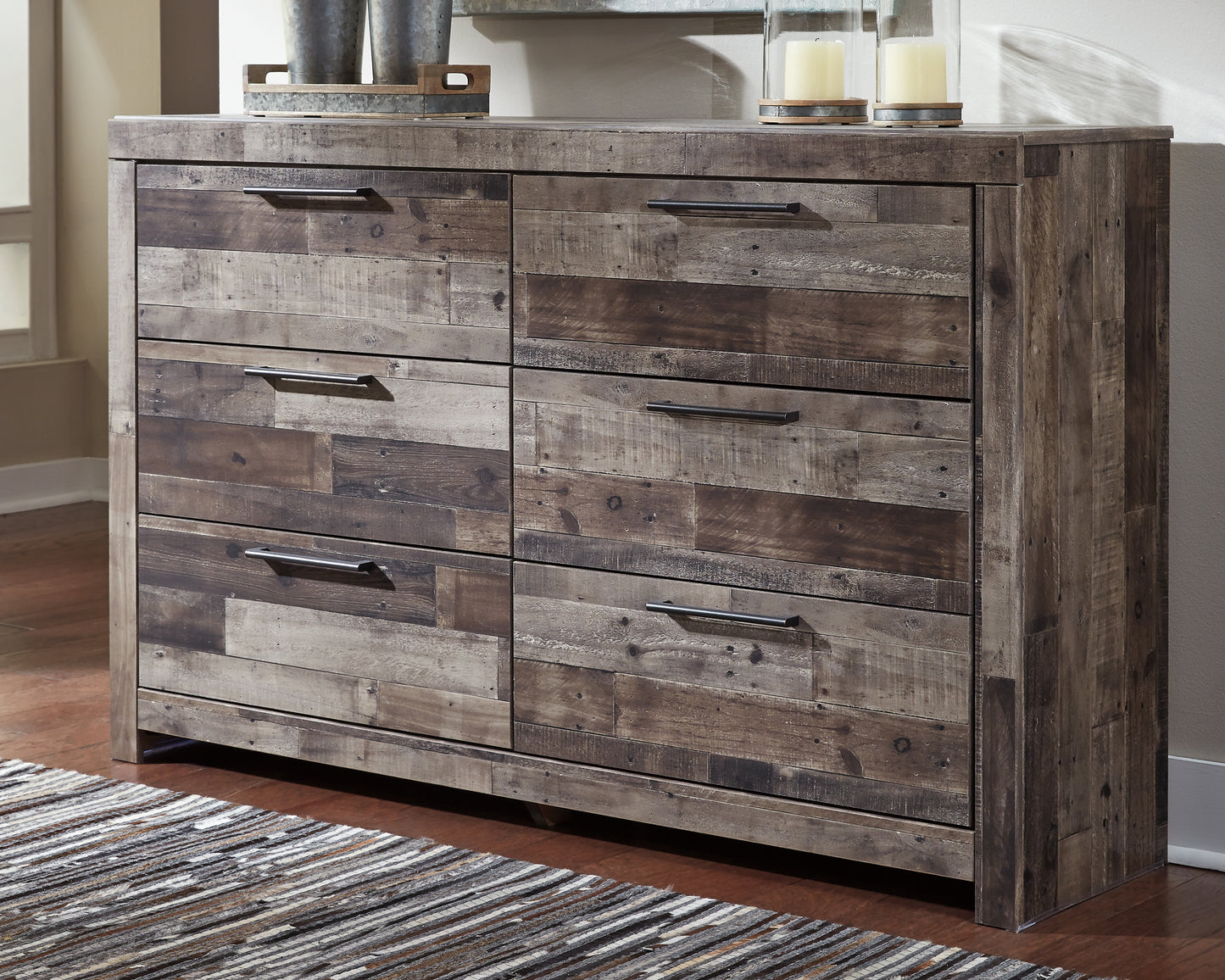 Orange Furniture Outlet - Ashley Furniture - Derekson Bedroom - Six Drawer Dresser / Multi Gray - B200-31