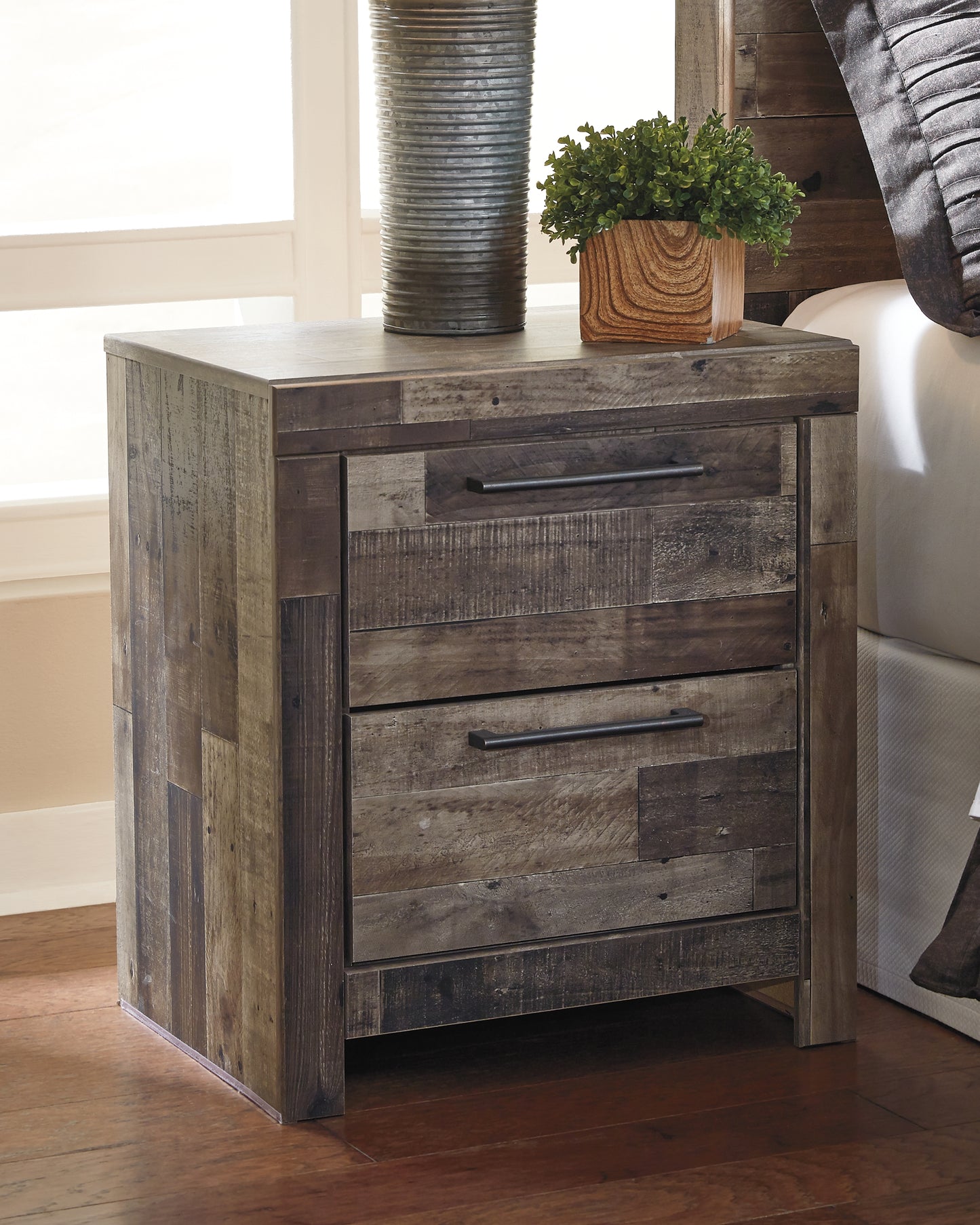 Orange Furniture Outlet - Ashley Furniture - Derekson Bedroom - Two Drawer Night Stand / Multi Gray - B200-92