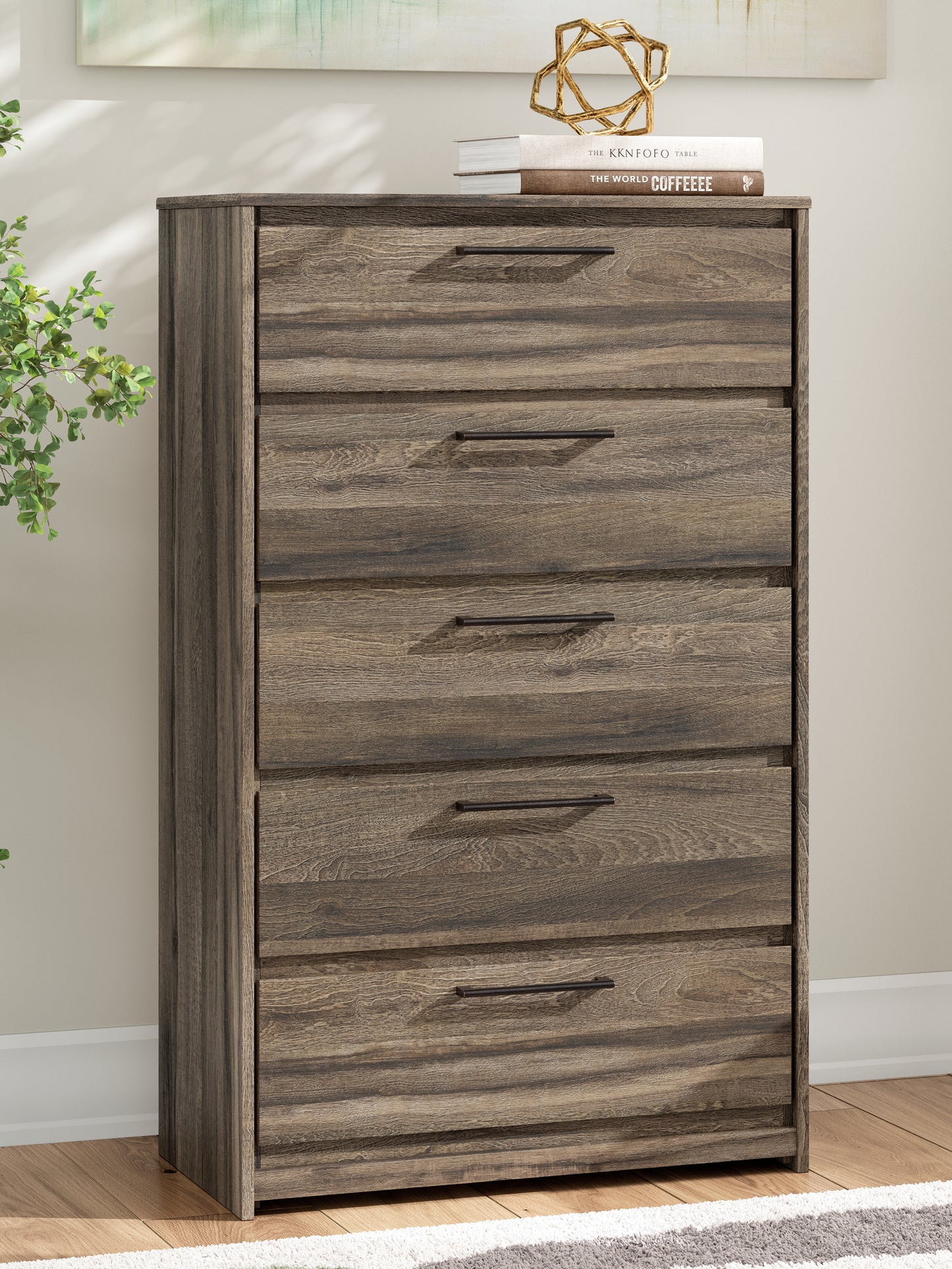 Orange Furniture Outlet - Ashley Furniture - Elbrim Bedroom - Five Drawer Chest / Brown - PCB2005-46