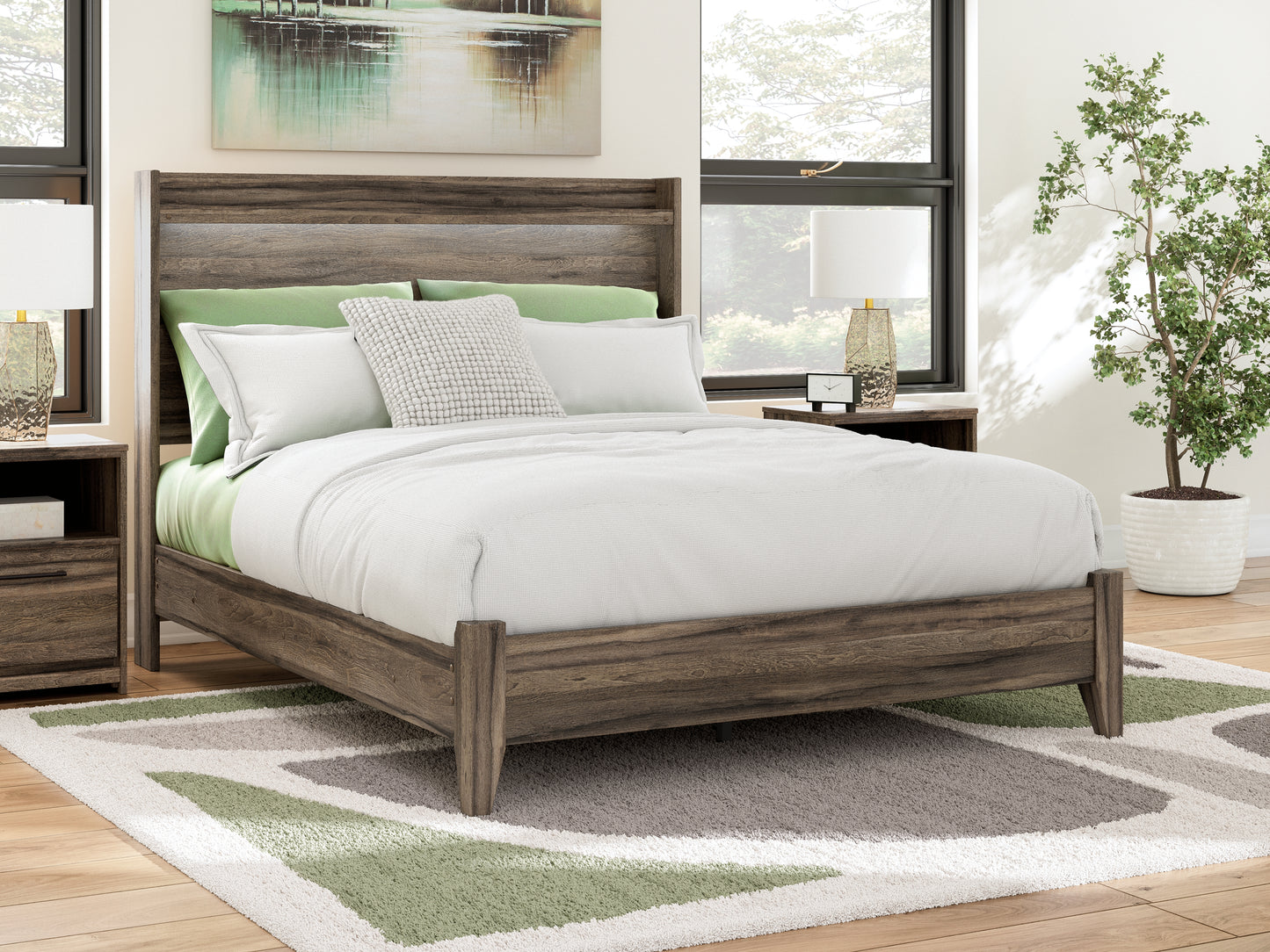 Orange Furniture Outlet - Ashley Furniture - Elbrim Bedroom - Queen Panel Bed / Brown - PCB2005B2
