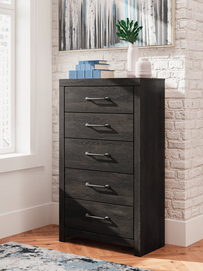 Orange Furniture Outlet - Ashley Furniture - Hollivern Bedroom - Five Drawer Chest / Dark Gray - PCB2108-46