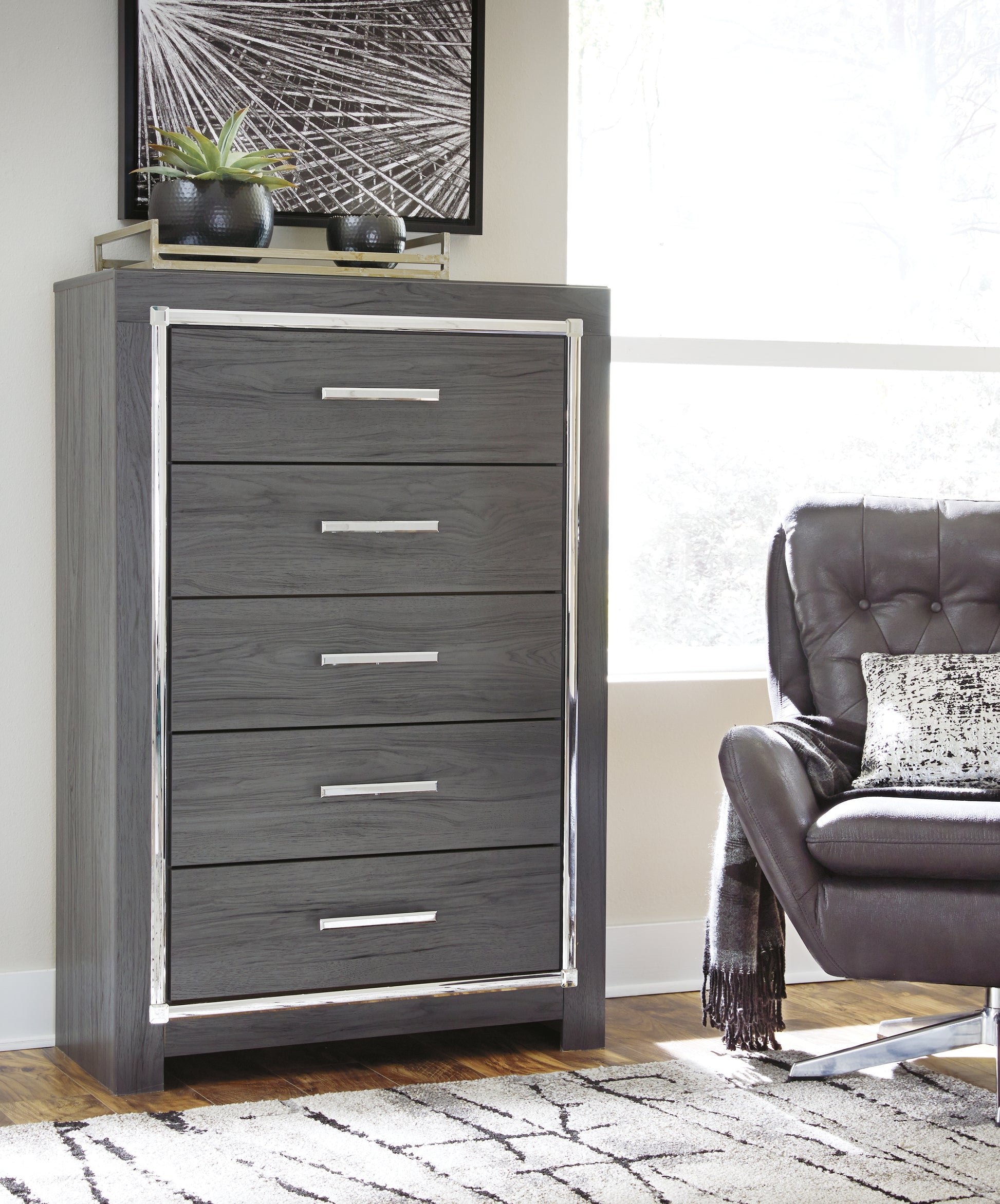 Orange Furniture Outlet - Ashley Furniture - Lodanna Bedroom - Full Panel Bed with 2 Storage Drawers / Gray - B214B5