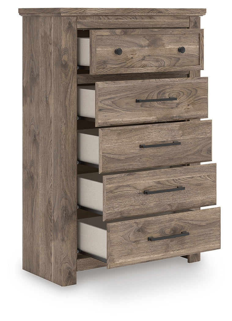 Orange Furniture Outlet - Ashley Furniture - Rusticott Bedroom - Five Drawer Chest / Brown - PCB2260-46