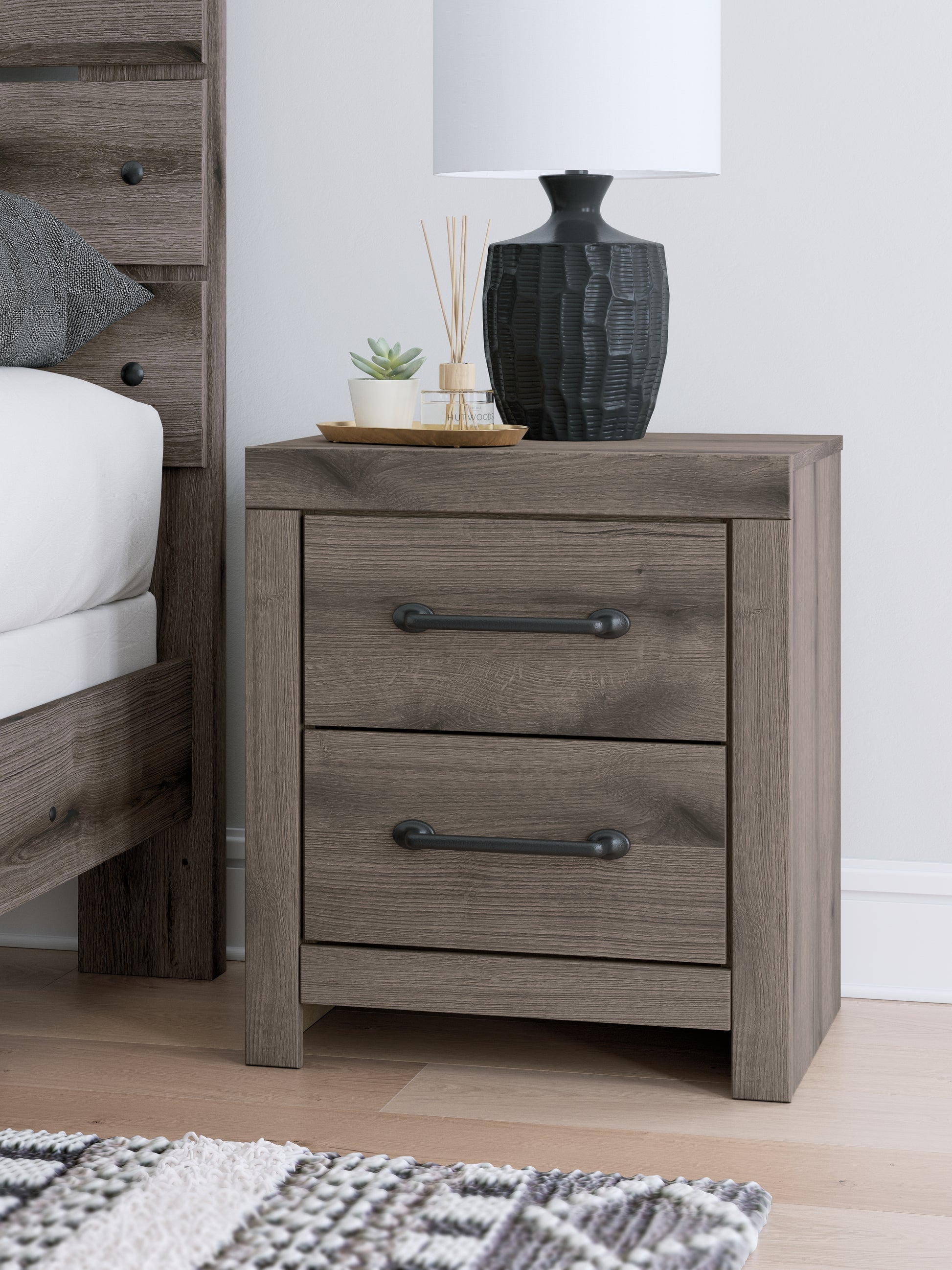 Orange Furniture Outlet - Ashley Furniture - Graystorm Bedroom - Two Drawer Night Stand / Brown Gray - PCB2405-92