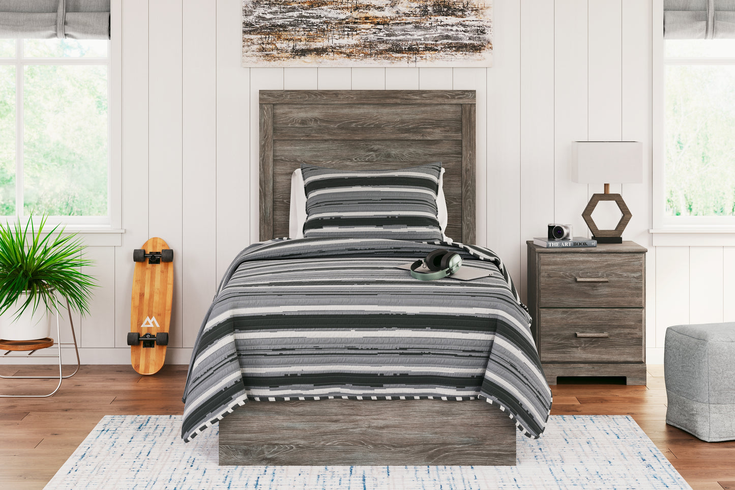 Orange Furniture Outlet - Ashley Furniture - Ralinksi Bedroom - Twin Panel Bed / Gray - B2587B11