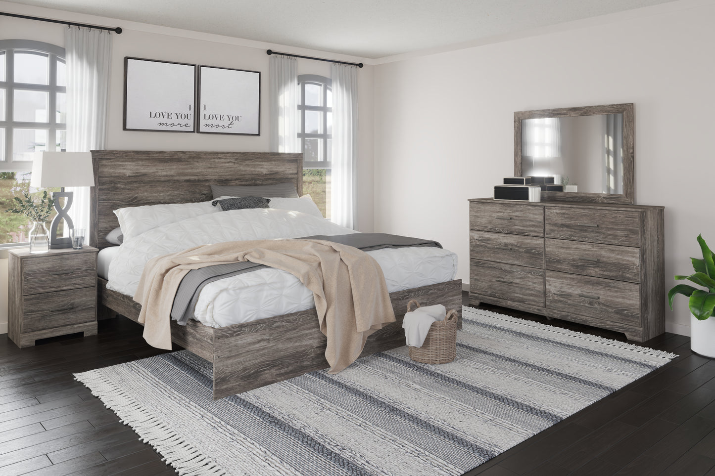 Orange Furniture Outlet - Ashley Furniture - Ralinksi Bedroom - Dresser and Mirror / Gray - B2587B1