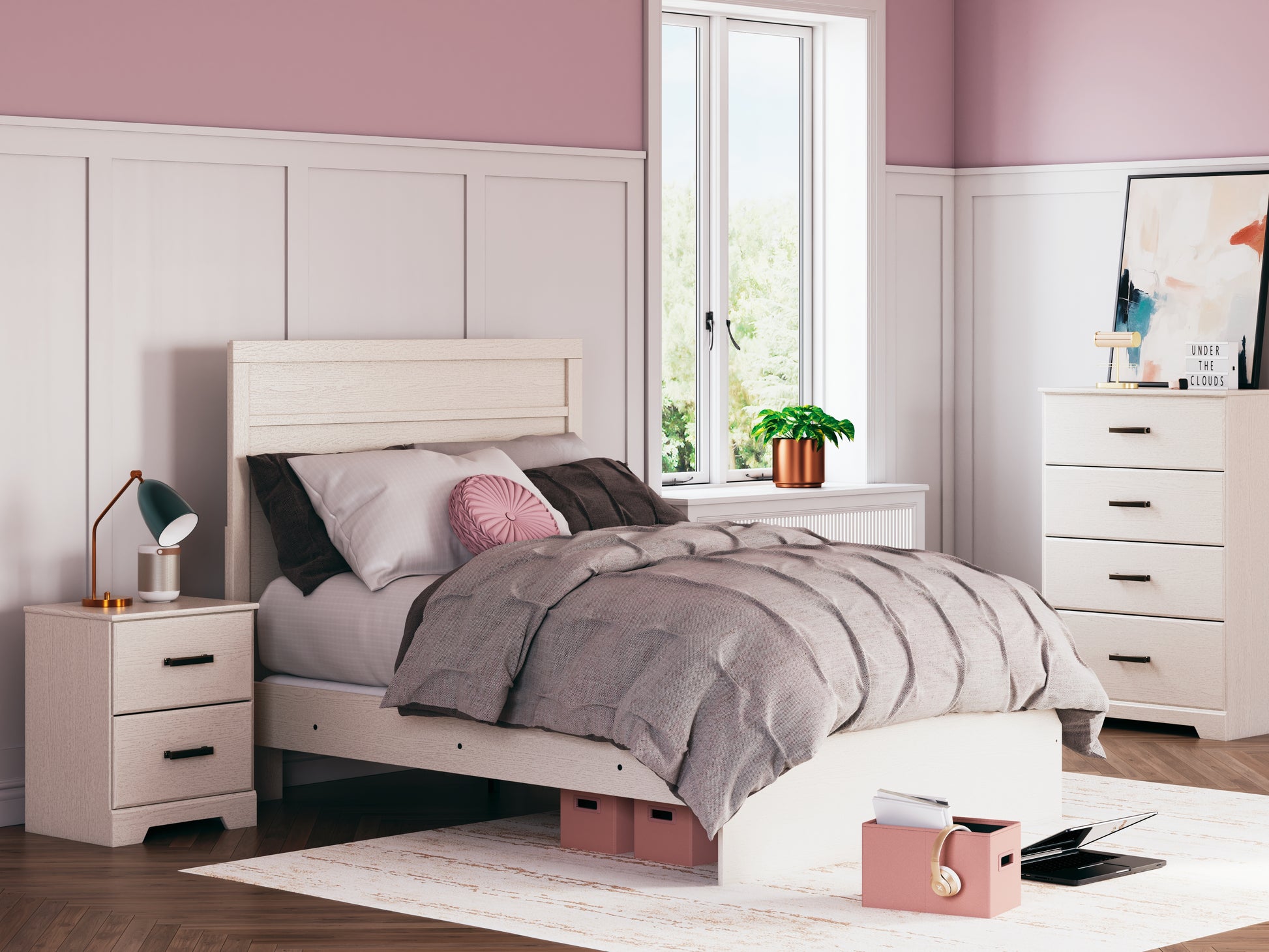 Orange Furniture Outlet - Ashley Furniture - Stelsie Bedroom - Twin Panel Bed / White - B2588B12